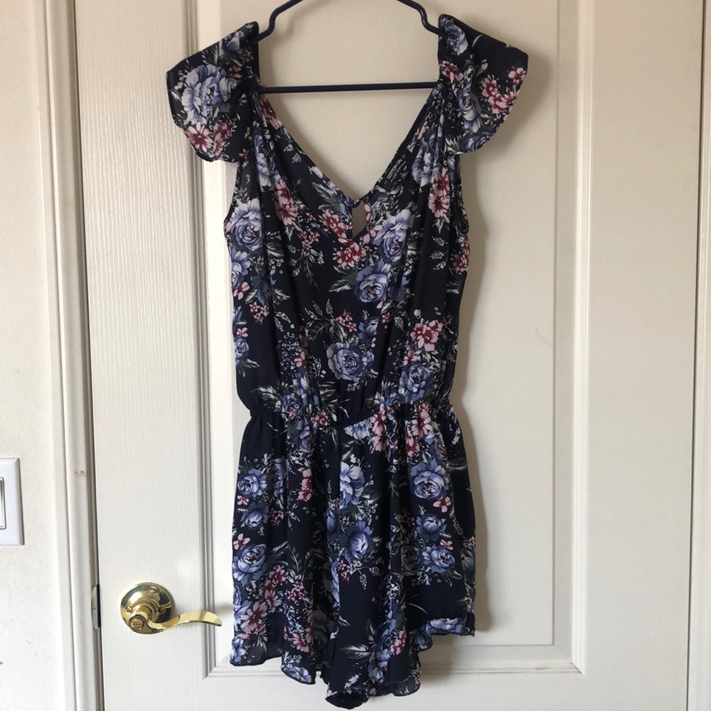 Navy floral romper